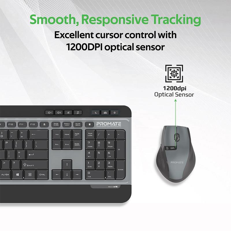 Promate ProCombo-9 Wireless Keyboard & Mouse Combo - Arabic