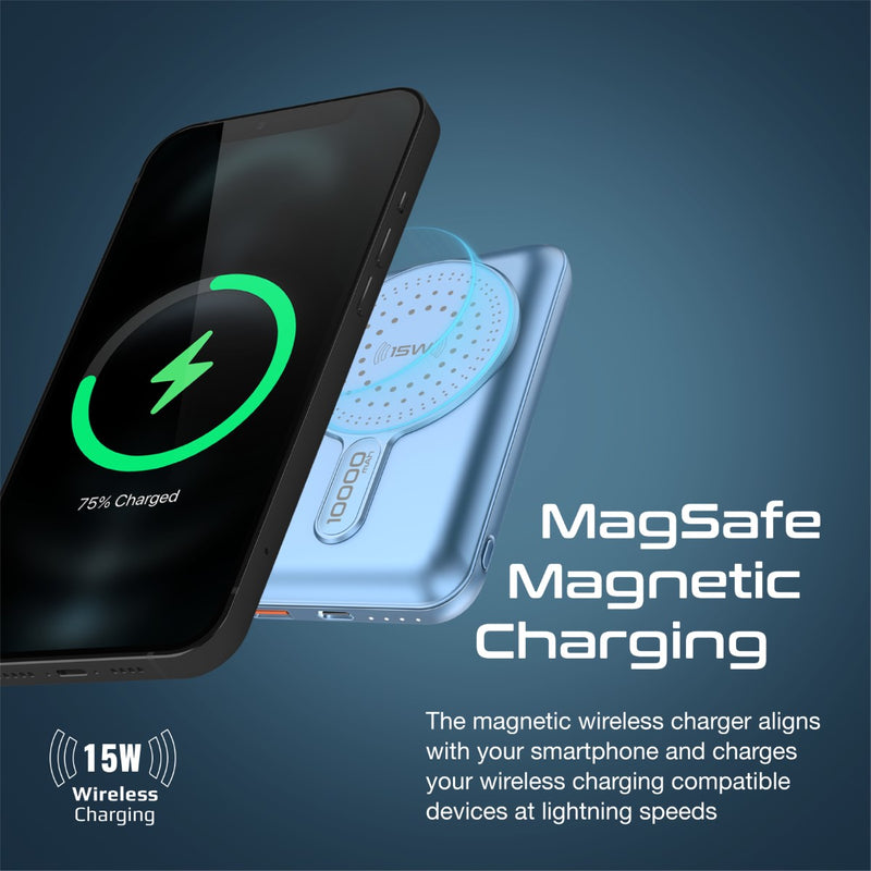 Promate 10,000mAh SuperCharge MagSafe Wireless Charging Power Bank • 20W Power Delivery & Quick Charge 3.0 • 15W MagSafe Charging • USB-C In/Out