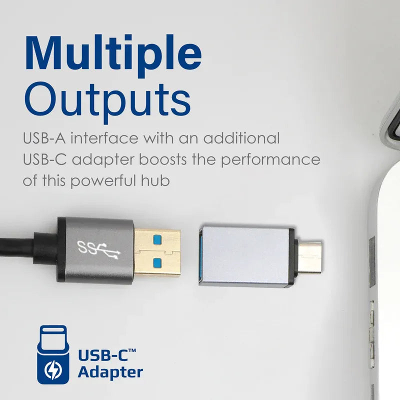 محول Promate مع 7 منافذ USB 3.0 USB-A + USB-C، سرعة نقل 5 جيجابت/ثانية، بيانات وشحن