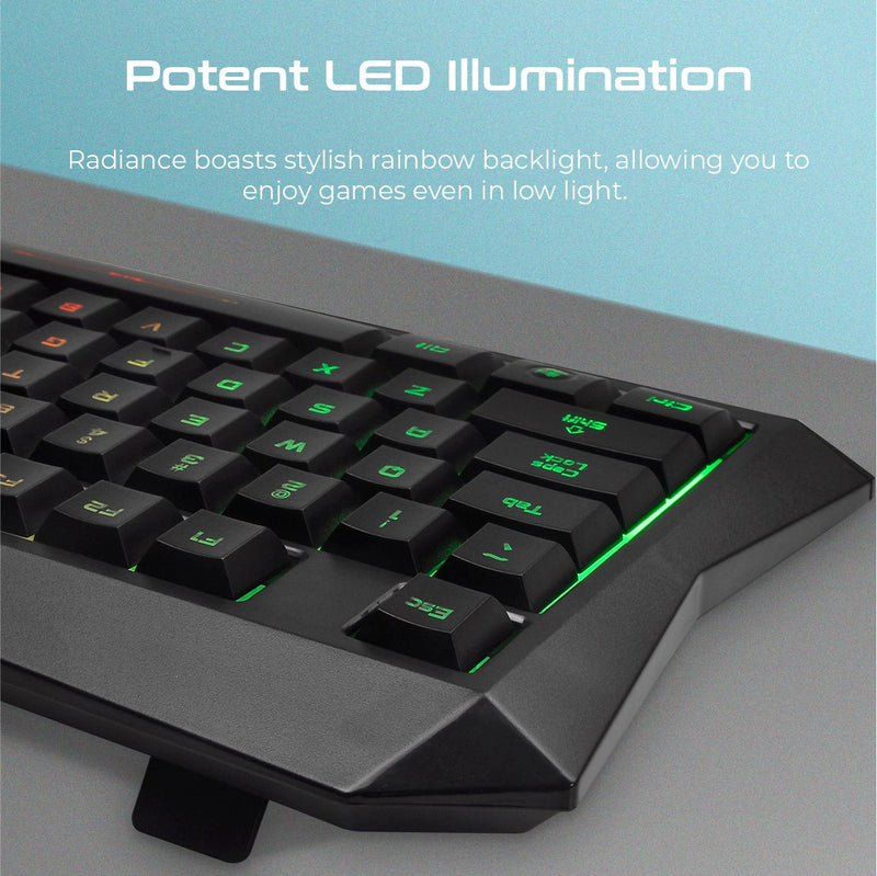 VERTUX Radiance Ergonomic Backlit Wired Gaming Keyboard - Arabic