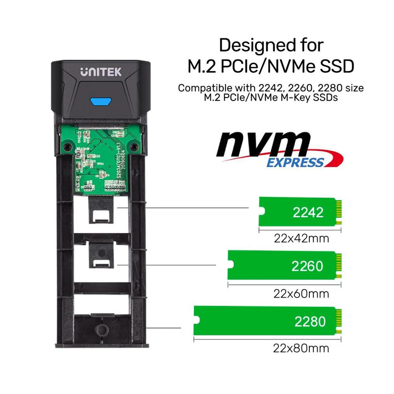 UNITEK SolidForce PCIe/NVMe M.2 SSD 10Gbps Enclosure Lite