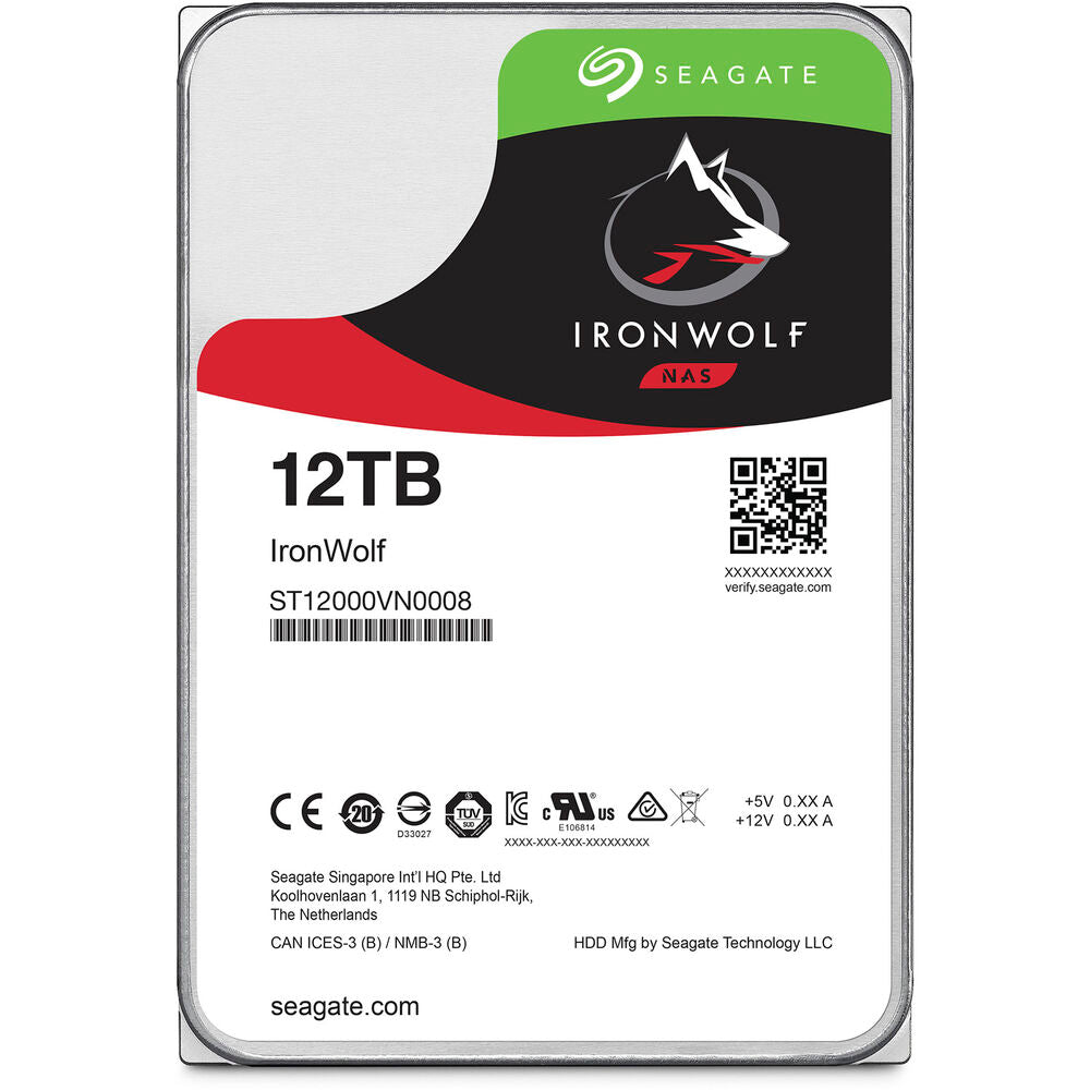 محرك الأقراص الصلبة Seagate IronWolf SATA III مقاس 3.5 بوصة داخلي NAS - سعة 12 تيرابايت