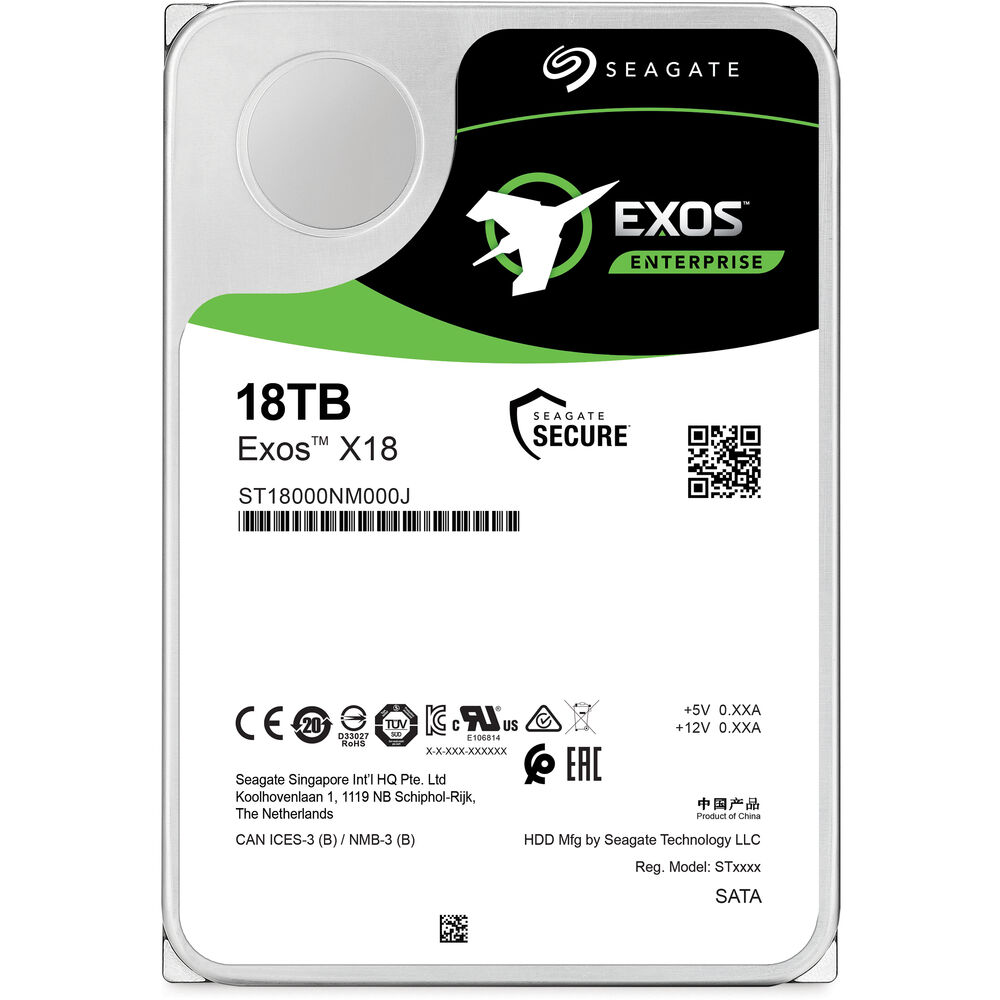Seagate Exos X18 7200 دورة في الدقيقة SATA III 6 جيجابت/ثانية 3.5 بوصة محرك أقراص ثابتة داخلي - 18 تيرابايت