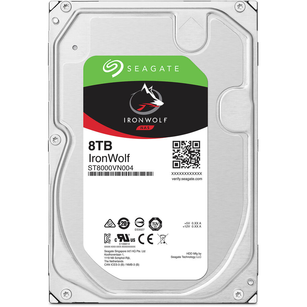 Seagate IronWolf 8TB NAS HDD – 3.5" SATA 6Gb/s, 7200 RPM, 256MB Cache, 180TB/yr Workload, CMR, RV Sensors