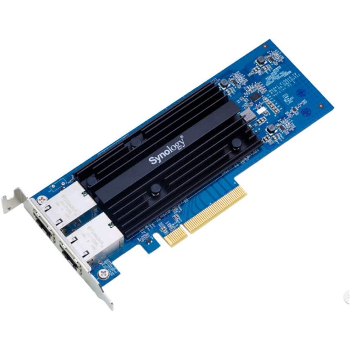 محول Synology E10G21-F2 مزدوج المنافذ 10GbE SFP+ PCIe 3.0 x8 – دعم SR/LR/DAC، تجميع الروابط، إطارات ضخمة