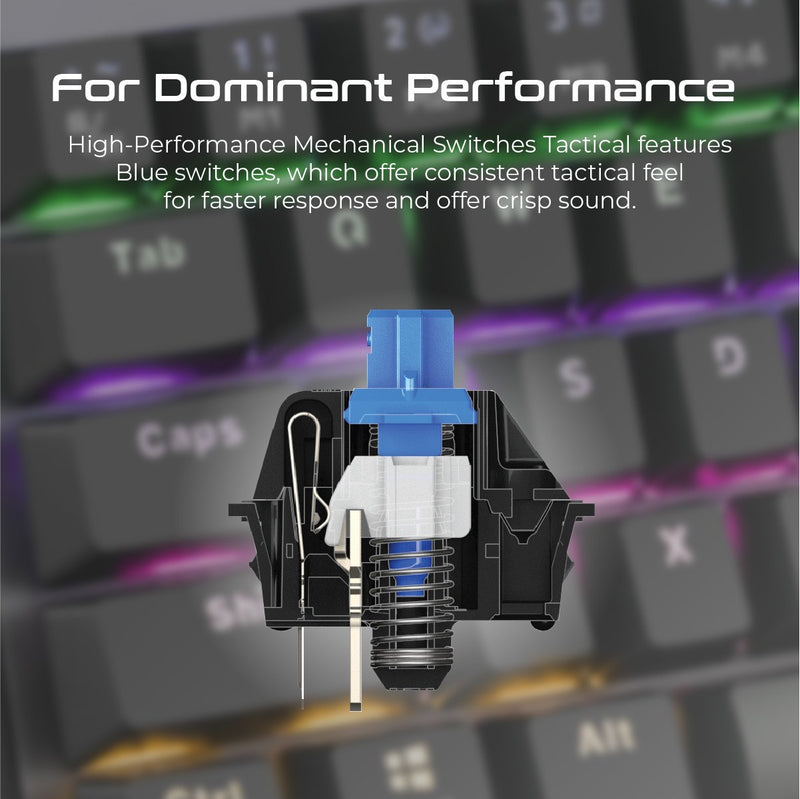 VERTUX Tactical Advance Performance Mechanical Keyboard - Arabic