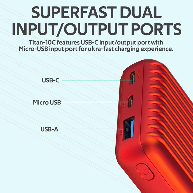 Promate 10000mAh Rugged Power Bank with USB-C Input & Output