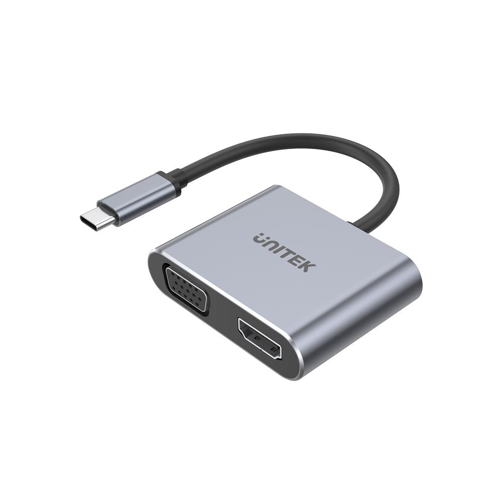 محول UNITEK 4K 60Hz USB-C إلى HDMI 2.0 وVGA مع شاشة مزدوجة MST 