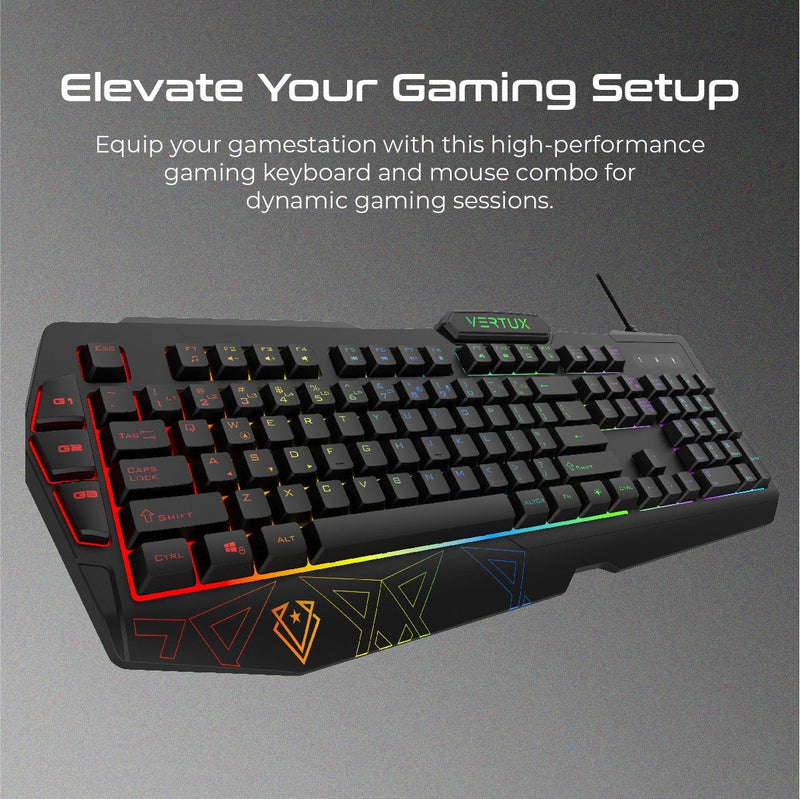 VERTUX Vendetta Wired Gaming Keyboard and Mouse Combo