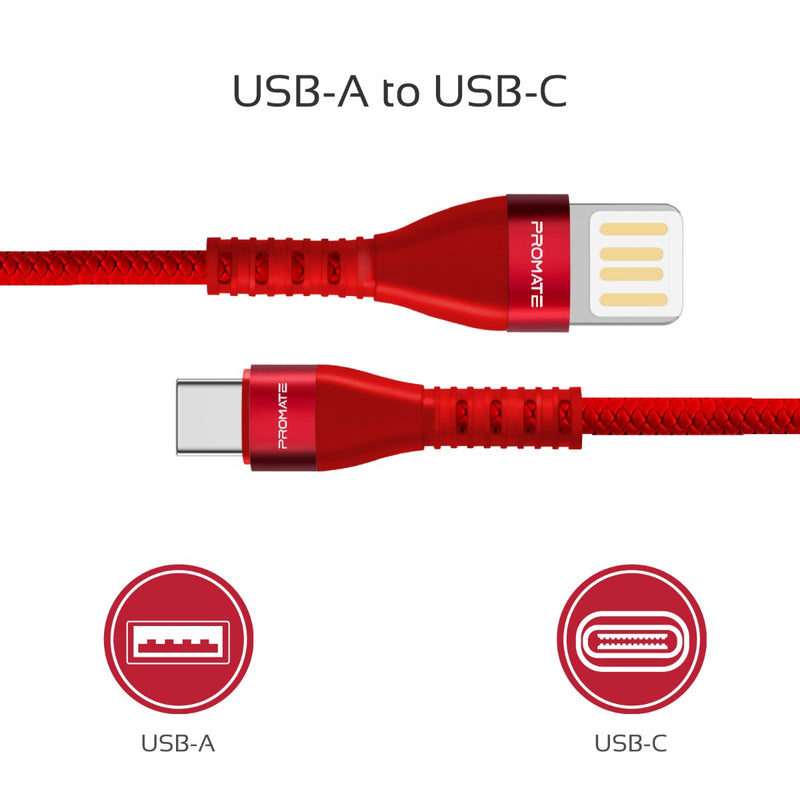 Promate USB-A 2.0 to USB-C Data & Charge Cable • 2A Fast Charging • 1.2 Meter Length • VigoRay-C