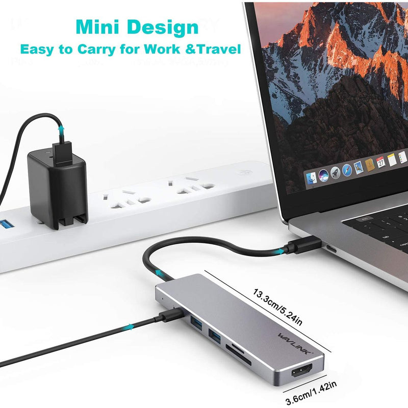 WAVLINK UHP3407 Aluminum USB C HUB with Power Delivery and HDMI