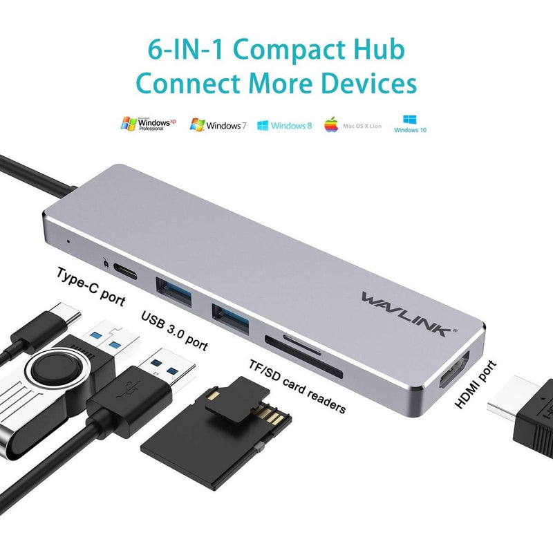 WAVLINK UHP3407 Aluminum USB C HUB with Power Delivery and HDMI