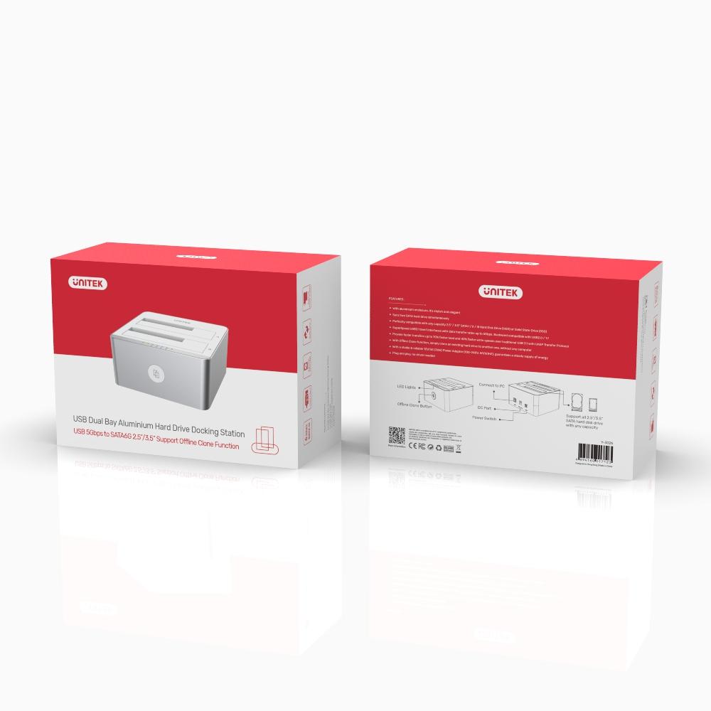 UNITEK USB 3.0 to SATA III Dual Bay HDD/ SSD Docking Station with UASP & Offline Clone