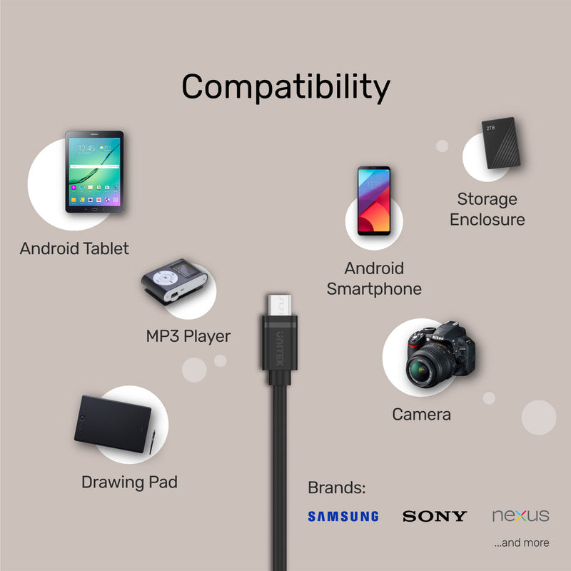 UNITEK USB-C to Micro USB Charging Cable with Data (USB 2.0)
