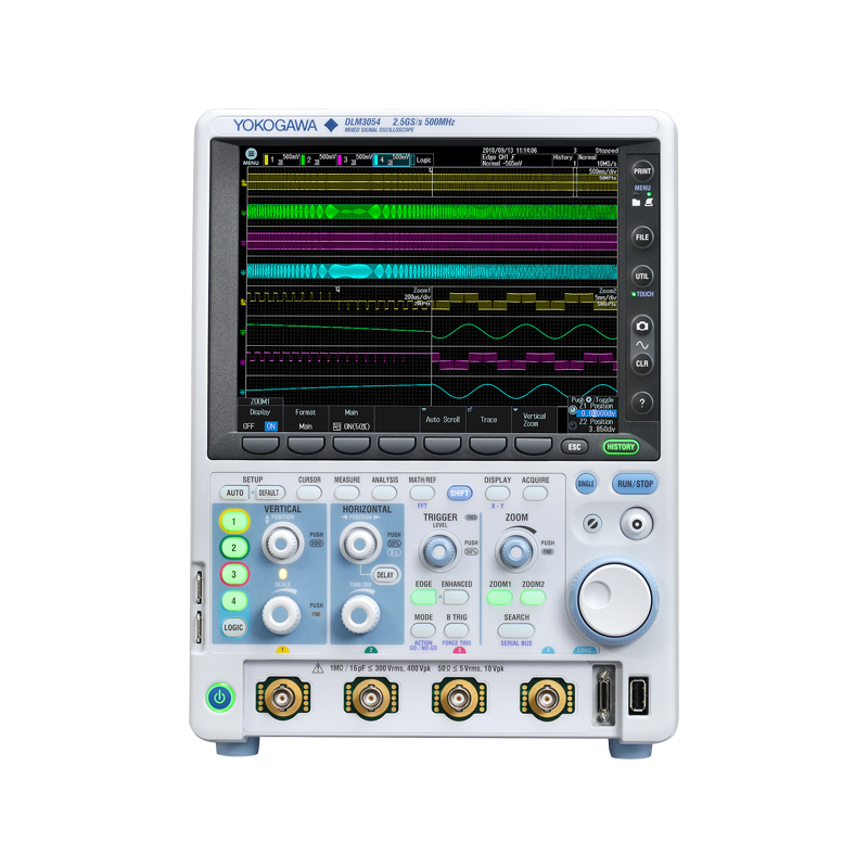 Yokogawa DLM3022 Mixed Signal Oscilloscope, 200 MHz, 2-Ch, 2.5 GS/s, 8.4" Touchscreen, 500 Mpts Memory, Serial Bus & Power Analysis Ready