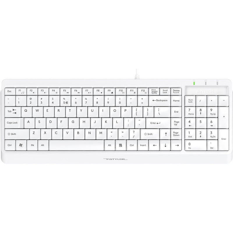 A4Tech FK15 2-Section Compact Keyboard - Arabic/English - FK15 White - Keyboards - alnabaa.com - النبع