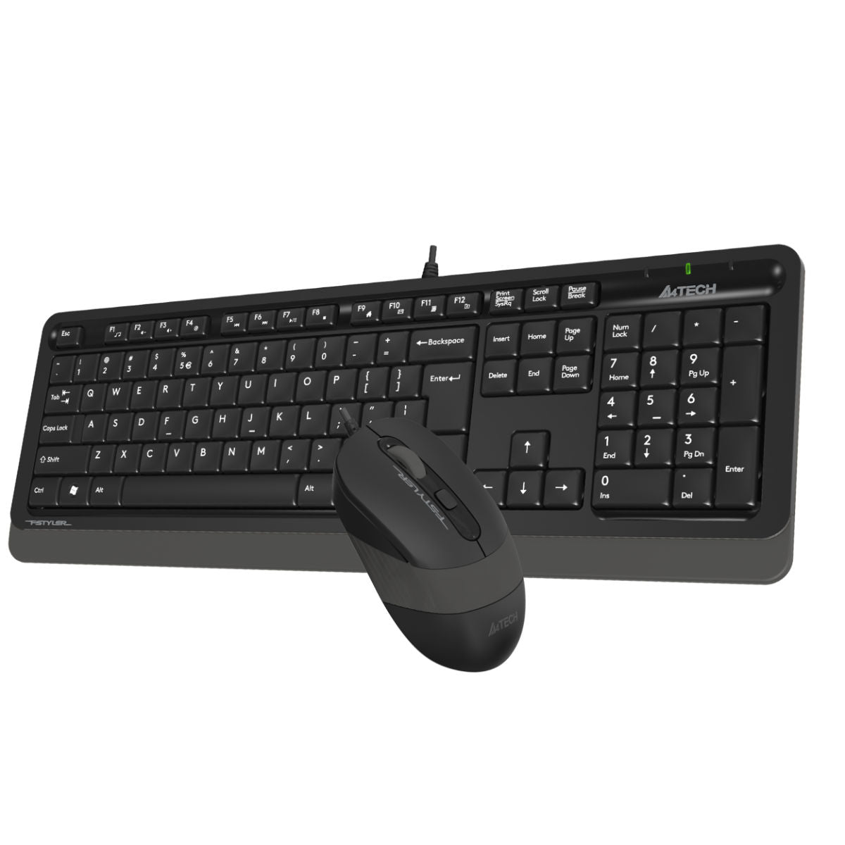 A4Tech Fstyler Sleek Wired Keyboard & Mouse Combo - Arabic/English - F1010 Grey - Mice & Keyboard Combo - alnabaa.com - النبع