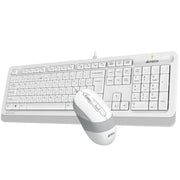 A4Tech Fstyler Sleek Wired Keyboard & Mouse Combo - Arabic/English - F1010 White - Mice & Keyboard Combo - alnabaa.com - النبع