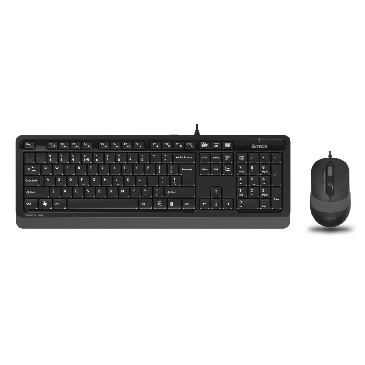A4Tech Fstyler Sleek Wired Keyboard & Mouse Combo - Arabic/English - F1010 Grey - Mice & Keyboard Combo - alnabaa.com - النبع