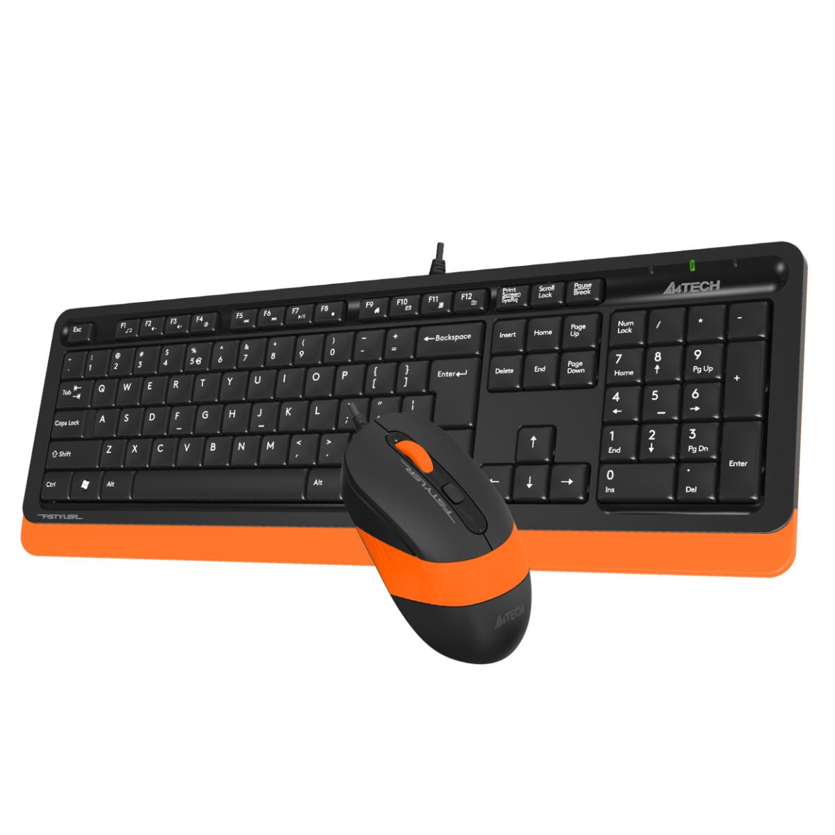 A4Tech Fstyler Sleek Wired Keyboard & Mouse Combo - Arabic/English - F1010 Orange - Mice & Keyboard Combo - alnabaa.com - النبع