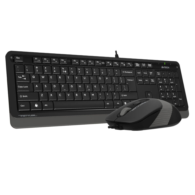 A4Tech Fstyler Sleek Wired Keyboard & Mouse Combo - Arabic/English - F1010 Grey - Mice & Keyboard Combo - alnabaa.com - النبع