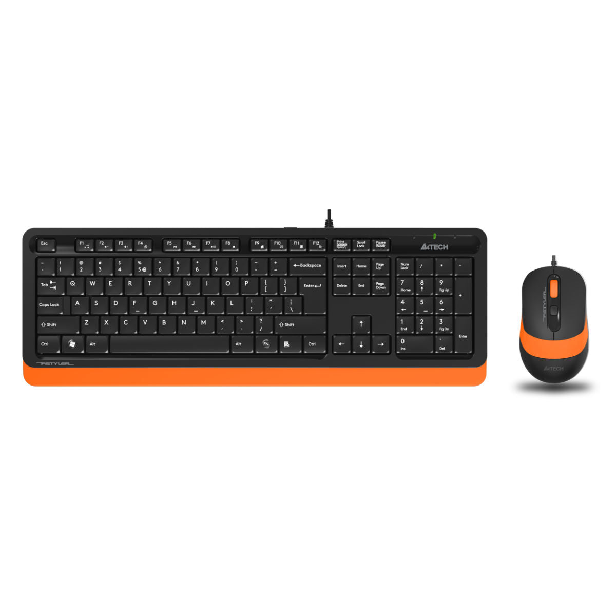 A4Tech Fstyler Sleek Wired Keyboard & Mouse Combo - Arabic/English - F1010 Orange - Mice & Keyboard Combo - alnabaa.com - النبع