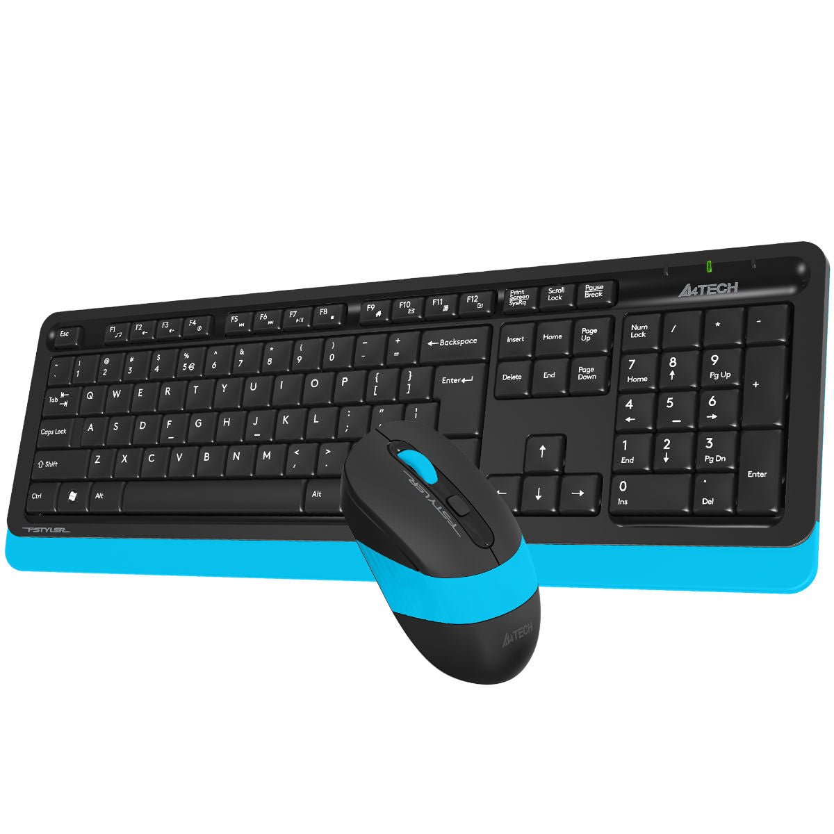A4Tech Fstyler Sleek Wireless Keyboard & Mouse Combo - Arabic/English - FG1010 Blue - Mice & Keyboard Combo - alnabaa.com - النبع