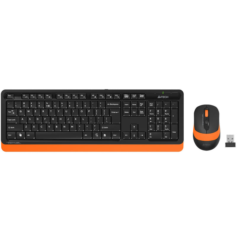 A4Tech Fstyler Sleek Wireless Keyboard & Mouse Combo - Arabic/English - FG1010 Orange - Mice & Keyboard Combo - alnabaa.com - النبع