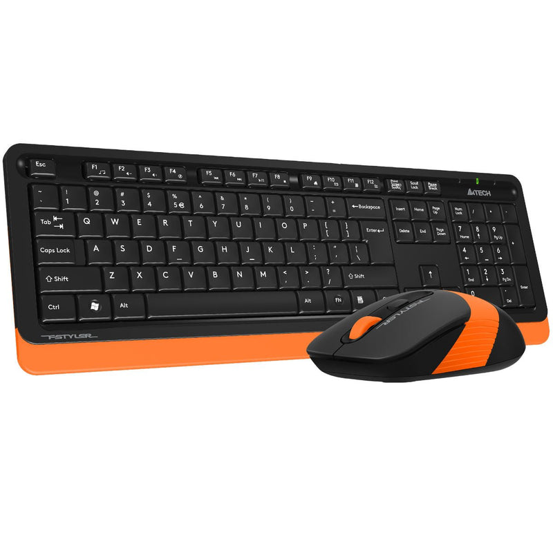 A4Tech Fstyler Sleek Wireless Keyboard & Mouse Combo - Arabic/English - FG1010 Orange - Mice & Keyboard Combo - alnabaa.com - النبع