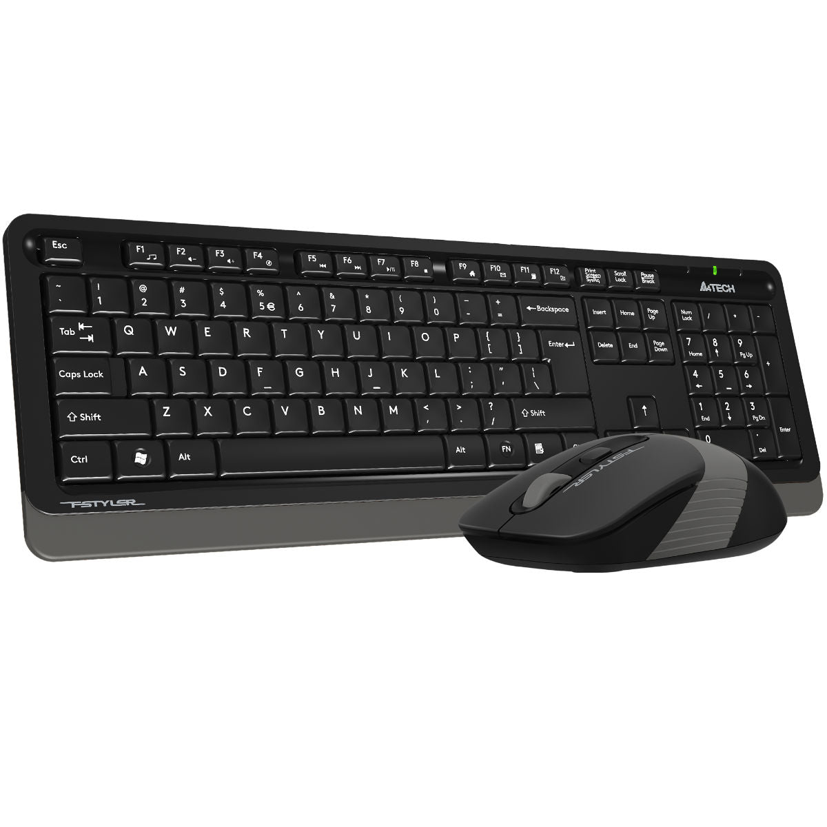 A4Tech Fstyler Sleek Wireless Keyboard & Mouse Combo - Arabic/English - FG1010 Grey - Mice & Keyboard Combo - alnabaa.com - النبع