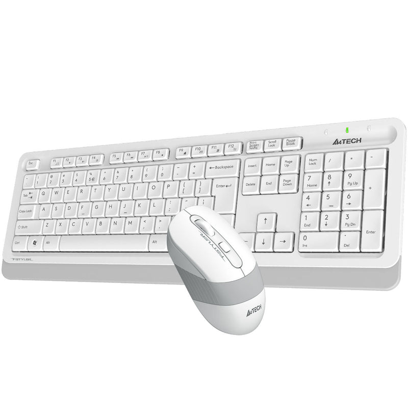 A4Tech Fstyler Sleek Wireless Keyboard & Mouse Combo - Arabic/English - FG1010 White - Mice & Keyboard Combo - alnabaa.com - النبع