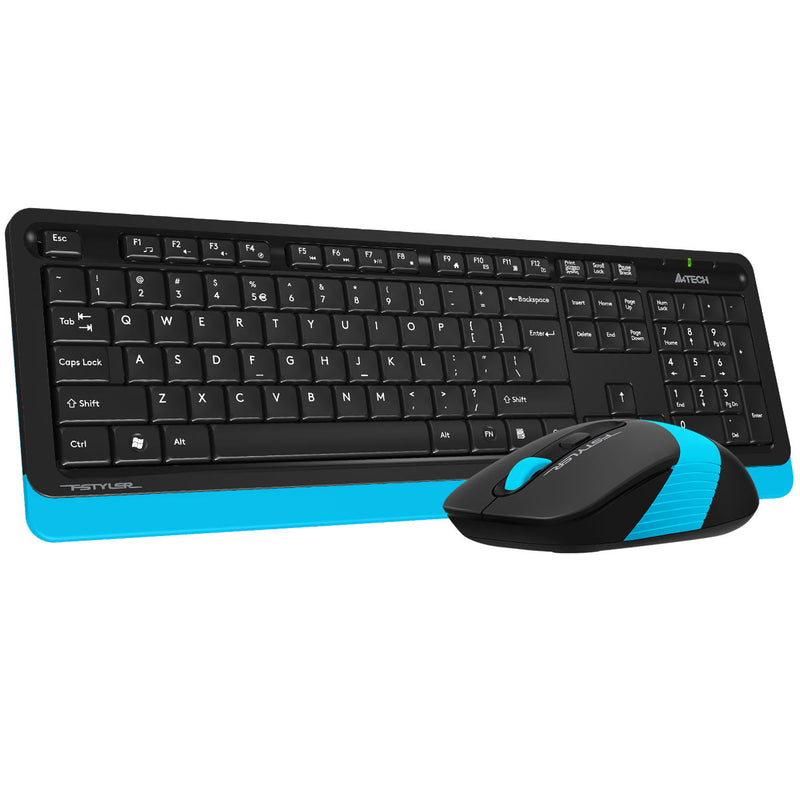 A4Tech Fstyler Sleek Wireless Keyboard & Mouse Combo - Arabic/English - FG1010 Blue - Mice & Keyboard Combo - alnabaa.com - النبع