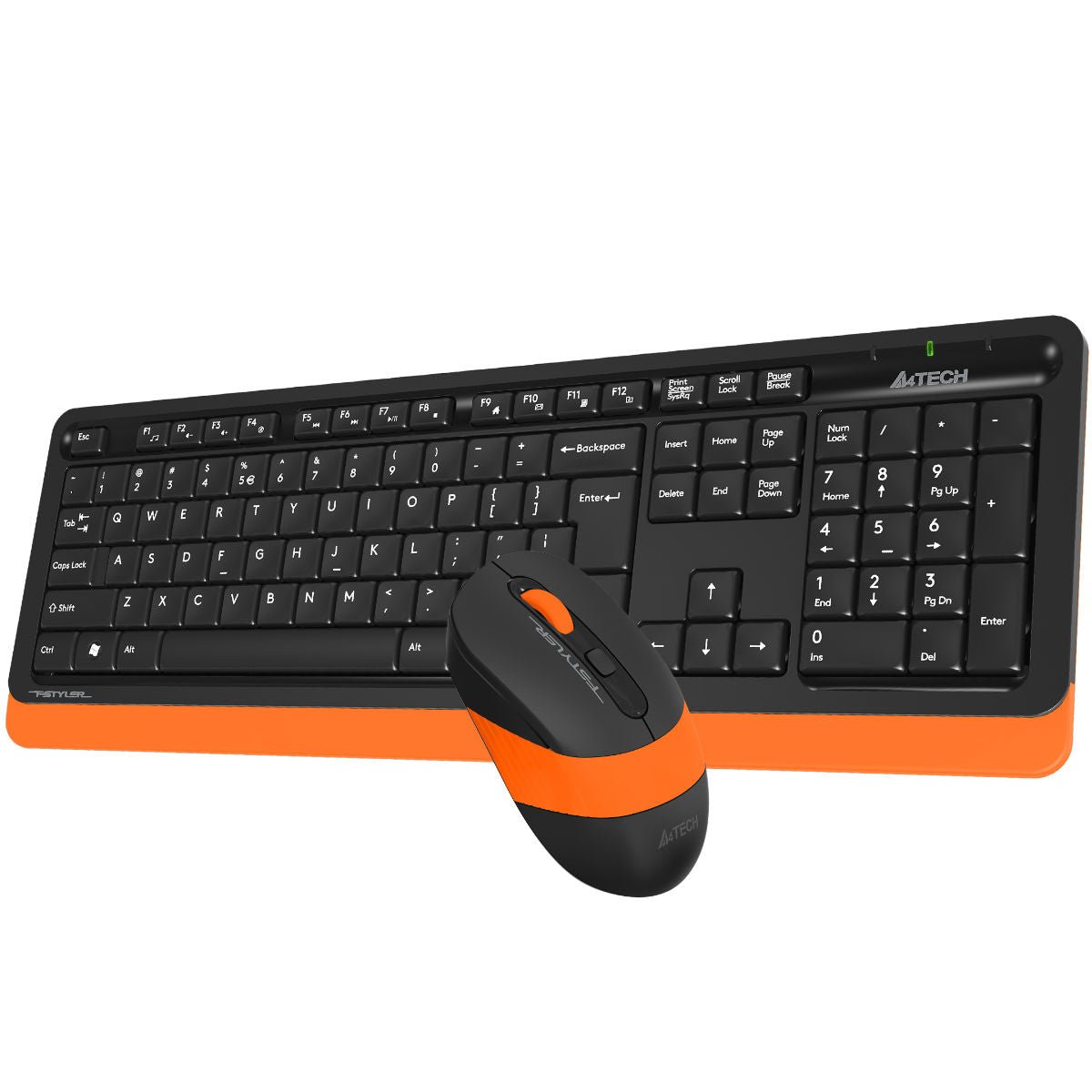 A4Tech Fstyler Sleek Wireless Keyboard & Mouse Combo - Arabic/English - FG1010 Orange - Mice & Keyboard Combo - alnabaa.com - النبع
