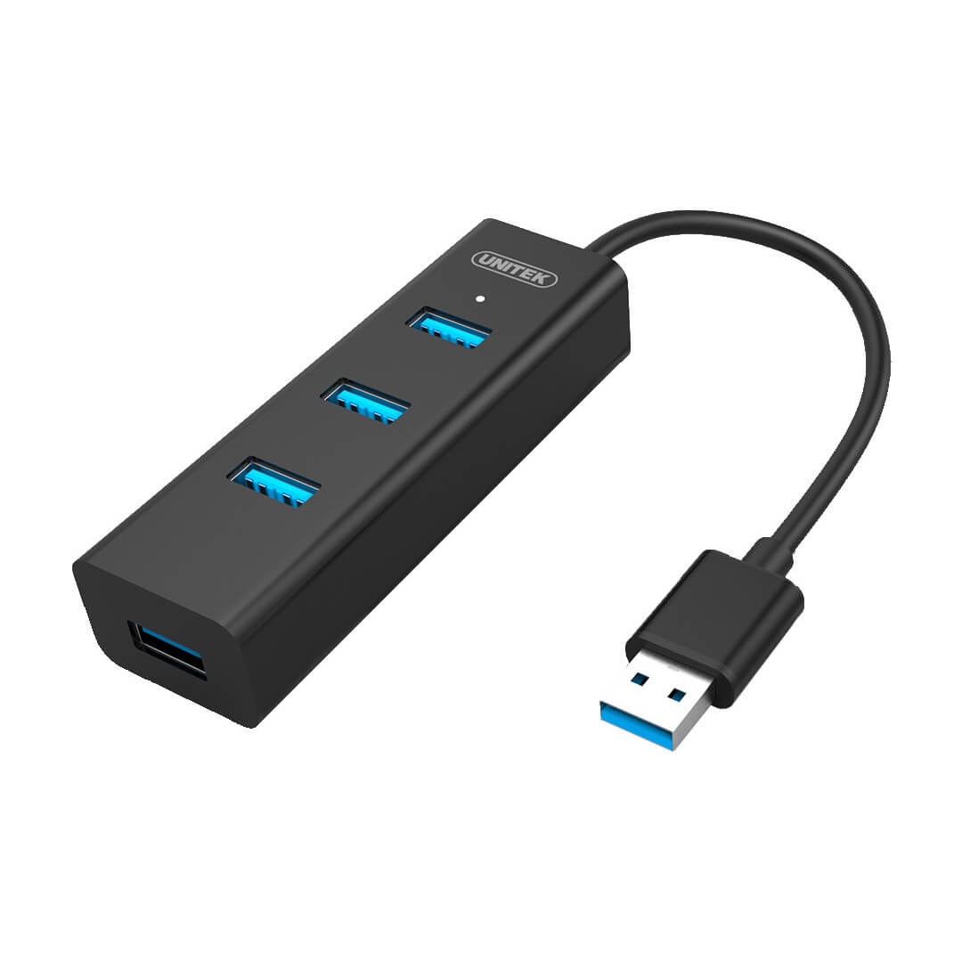 Unitek 4-Port Powered USB 3.0 Hub – 5 Gbps, BC1.2 Charging, LED Indicator, External 12 V/2 A Adapter