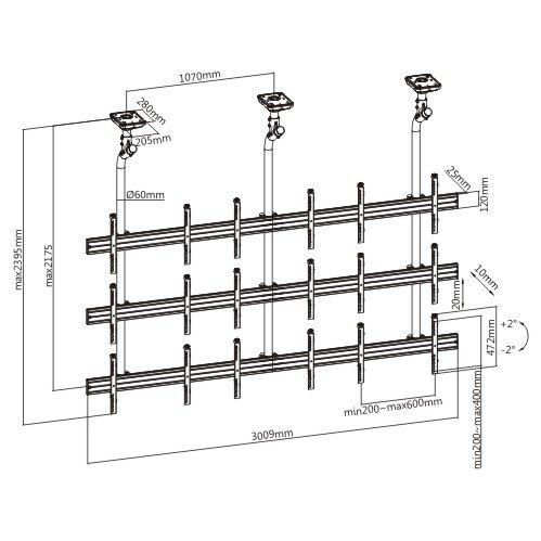 Lumi Video Wall Ceiling Mount for 45"-55" Displays