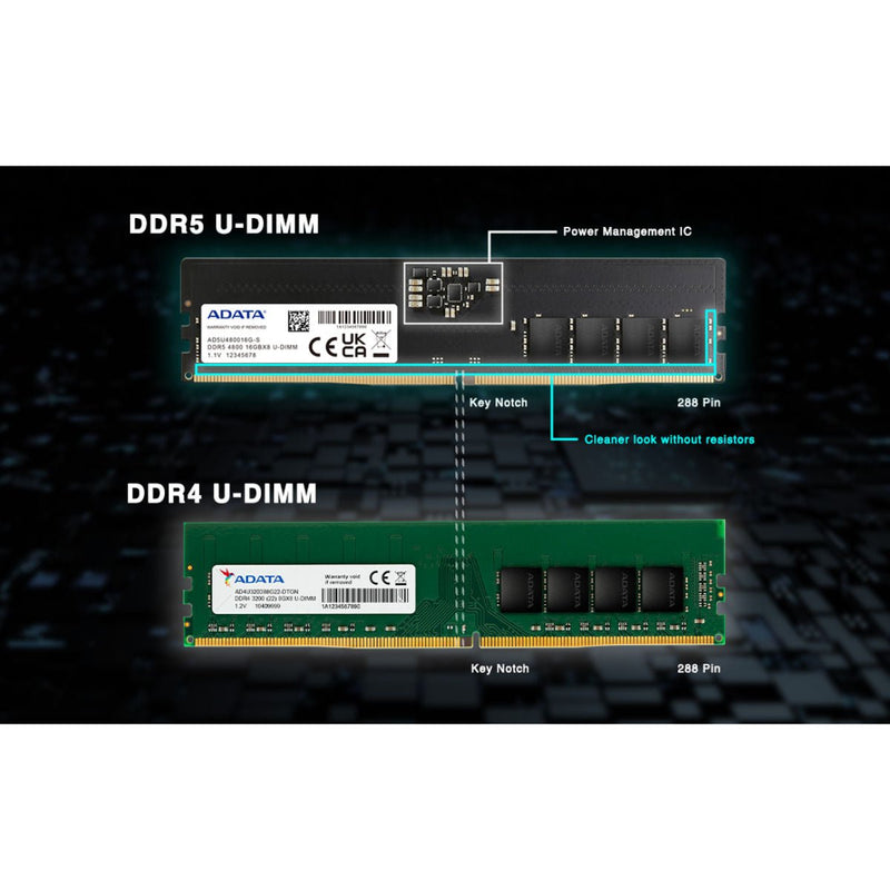 ADATA DDR5 4800MHz - 32GB (32GB x1) - U-DIMM Desktop RAM - AD5U480032G-S - Memory RAM - alnabaa.com - النبع