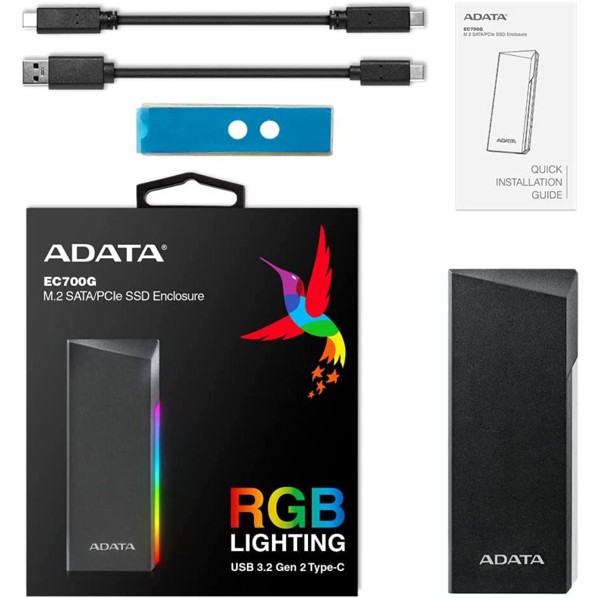 ADATA EC700G M.2 PCIe/SATA SSD Enclosure - AEC700GU32G2-CGY - Hard Drive Enclosures - alnabaa.com - النبع