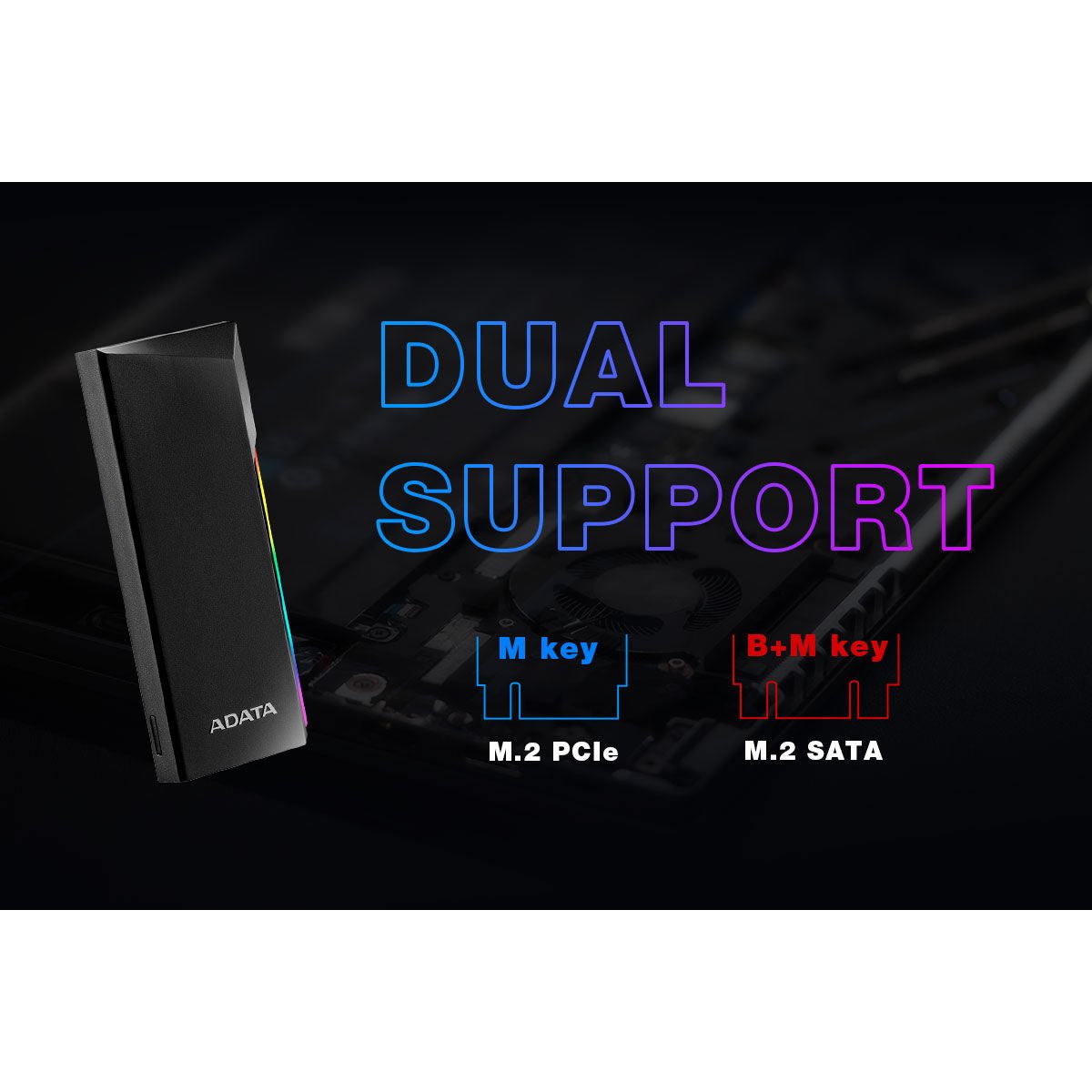 ADATA EC700G M.2 PCIe/SATA SSD Enclosure - AEC700GU32G2-CGY - Hard Drive Enclosures - alnabaa.com - النبع