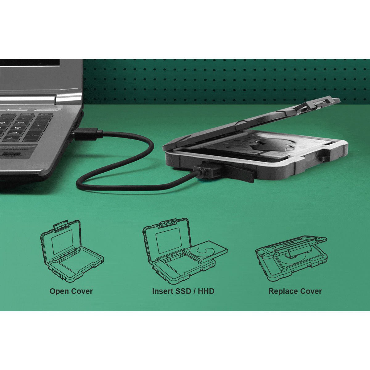 ADATA ED600 External 2.5" HDD + SSD Enclosure - AED600-U31-CBK - Hard Drive Enclosures - alnabaa.com - النبع