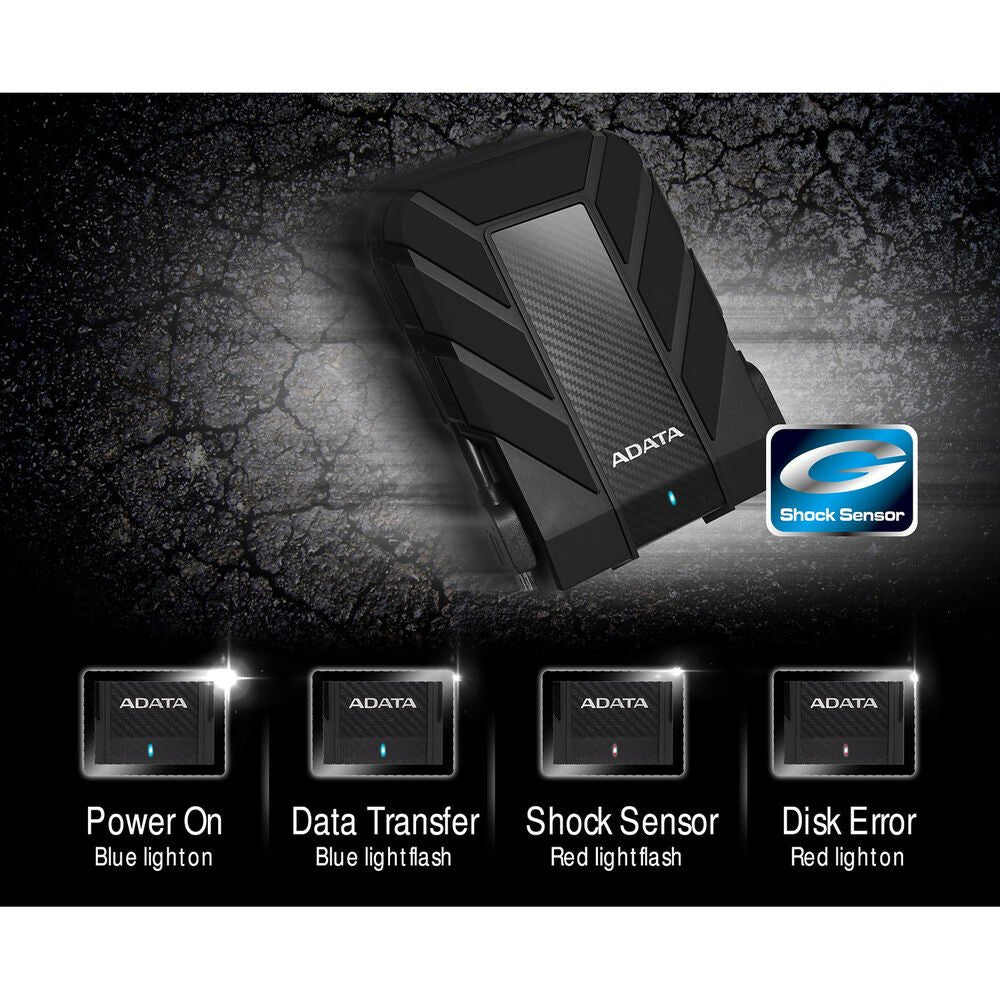 ADATA HD710 Pro USB 3.2 Gen 1 IP68 Rugged External Hard Drive - AHD710P-1TU31-CBK - External Hard Drives - alnabaa.com - النبع