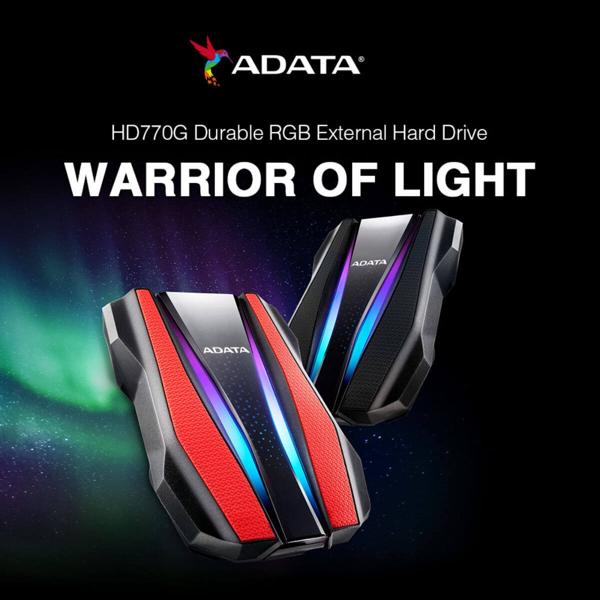 Disque Dur Externe ADATA HD770G 1TB - Résistant Aux Chocs, Eau Et Poussière (IP68), Avec RGB - 5