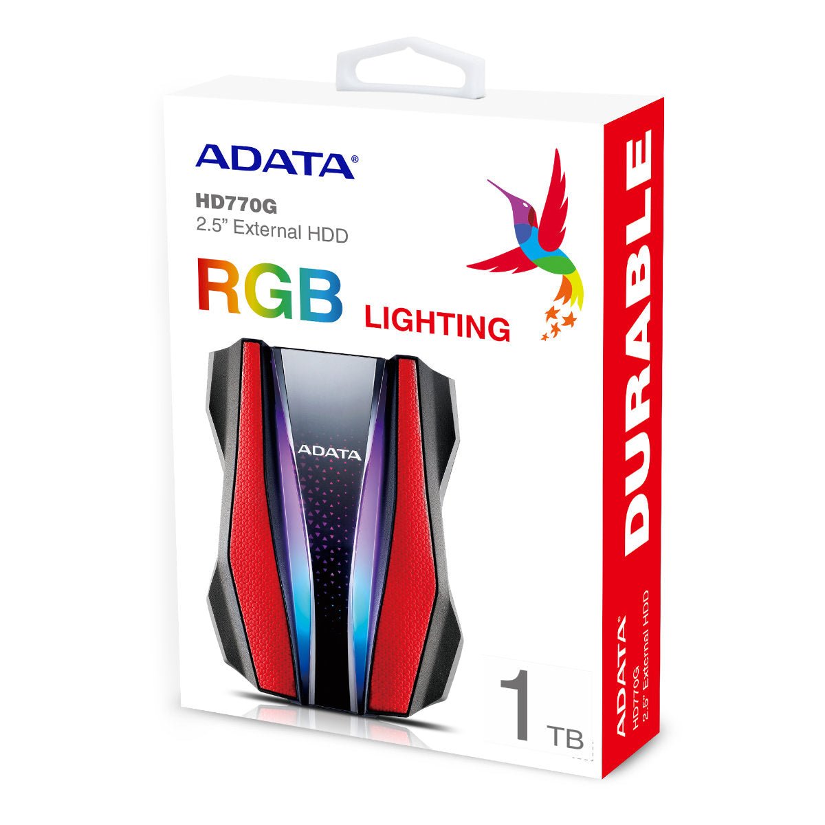 ADATA HD770G 1TB Hard Disk Esterno Rosso, Resistente IP68, Con Illuminazione RGB, USB 3.2