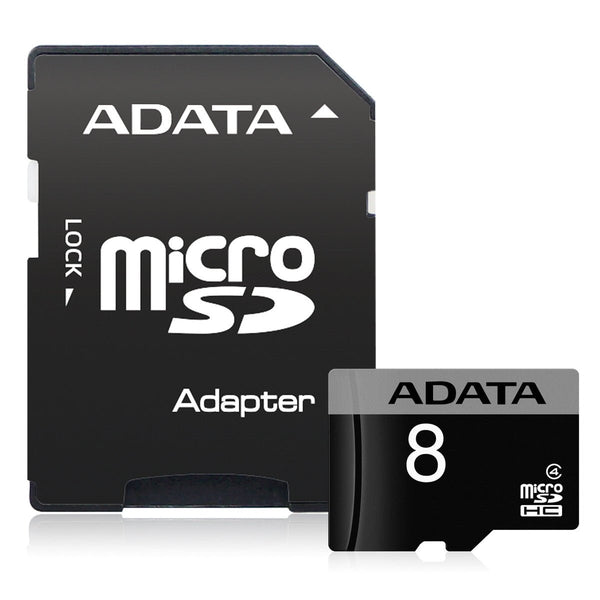 ADATA Memory Card with Adapter SD 2.0 - 8GB - microSDHC - AUSDH8GCL4-RA1 - Memory Cards - alnabaa.com - النبع