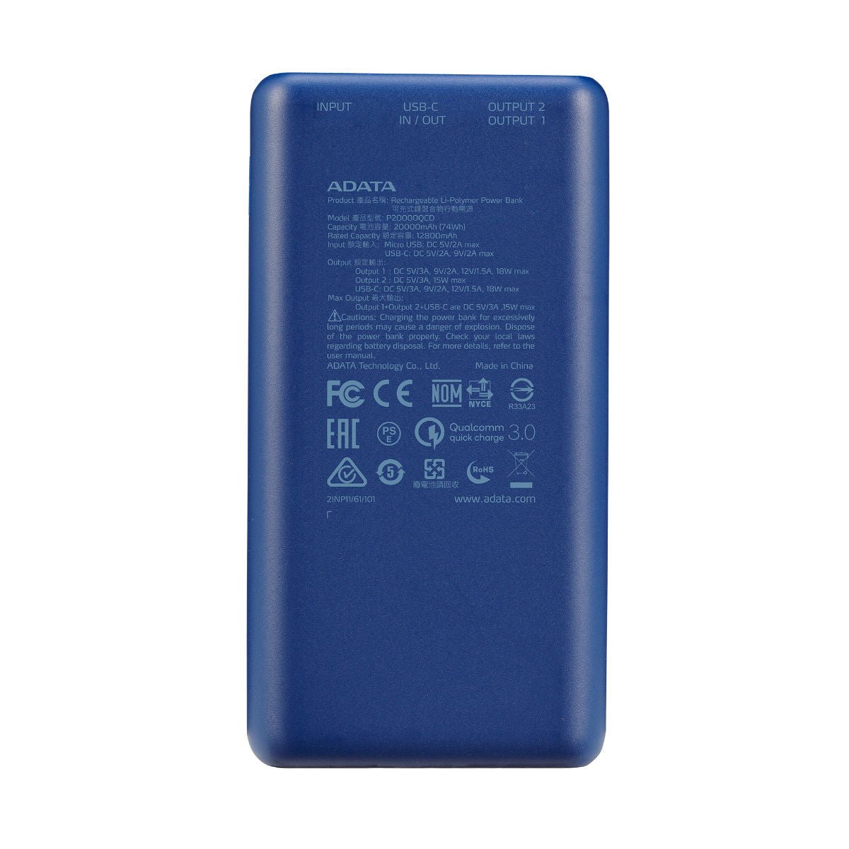 ADATA P20000QCD Qualcomm QC 3.0 & USB PD 3.0 Power Bank - 20000mAh - AP20000QCD-DGT-CDB - Portable Power Banks - alnabaa.com - النبع
