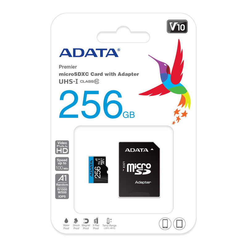 ADATA Premier Memory Card SD 5.1 with Adapter - 256GB - microSDXC UHS-I - AUSDX256GUICL10A1-RA1 - Memory Cards - alnabaa.com - النبع