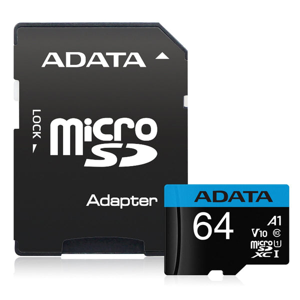 ADATA Premier Memory Card SD 5.1 with Adapter - 64GB - microSDXC UHS-I - AUSDX64GUICL10A1-RA1 - Memory Cards - alnabaa.com - النبع