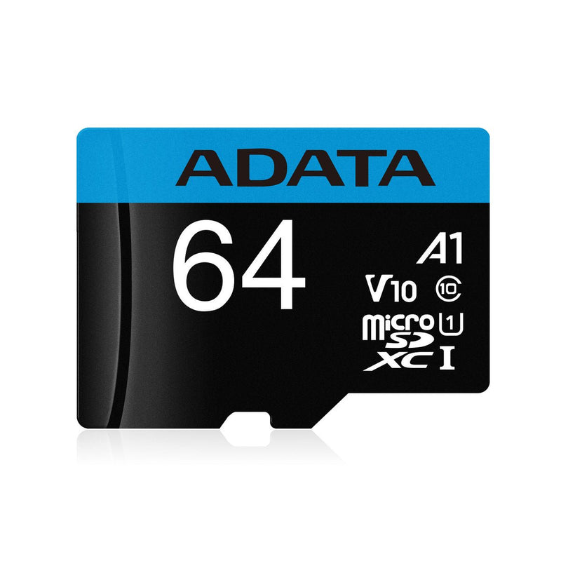 ADATA Premier Memory Card SD 5.1 with Adapter - 64GB - microSDXC UHS-I - AUSDX64GUICL10A1-RA1 - Memory Cards - alnabaa.com - النبع