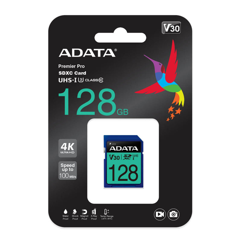 ADATA Premier Pro Memory Card SD 5.0 - 128GB - SDXC UHS-I - ASDX128GUI3V30S-R - Memory Cards - alnabaa.com - النبع