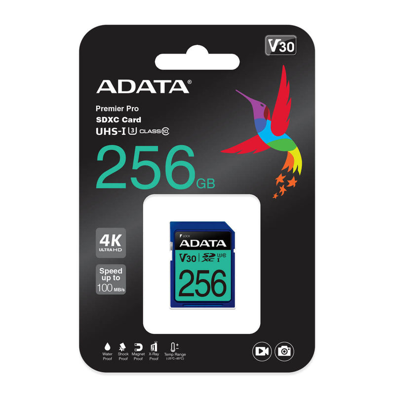 ADATA Premier Pro Memory Card SD 5.0 - 256GB - SDXC UHS-I - ASDX256GUI3V30S-R - Memory Cards - alnabaa.com - النبع