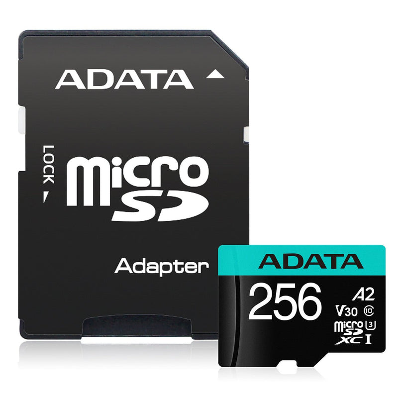 ADATA Premier Pro Memory Card SD 6.0 with Adapter - 256GB - microSDXC UHS-I - AUSDX256GUI3V30SA2-RA1 - Memory Cards - alnabaa.com - النبع